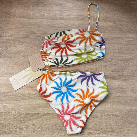 NWT Cala De La Cruz Marissa Asymmetric Cutout One Piece Swimsuit Small - Picture 8 of 13